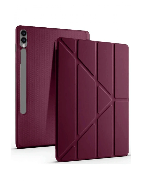 Newface Samsung Galaxy X610 Tab S9 FE Plus 12.4 Kılıf Kalemlikli Mars Tablet Kılıfı - Mürdüm