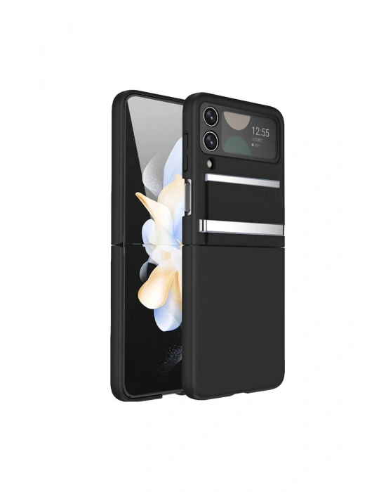 Newface Samsung Galaxy Z Flip 3 Kılıf Belt Flip Kapak - Siyah