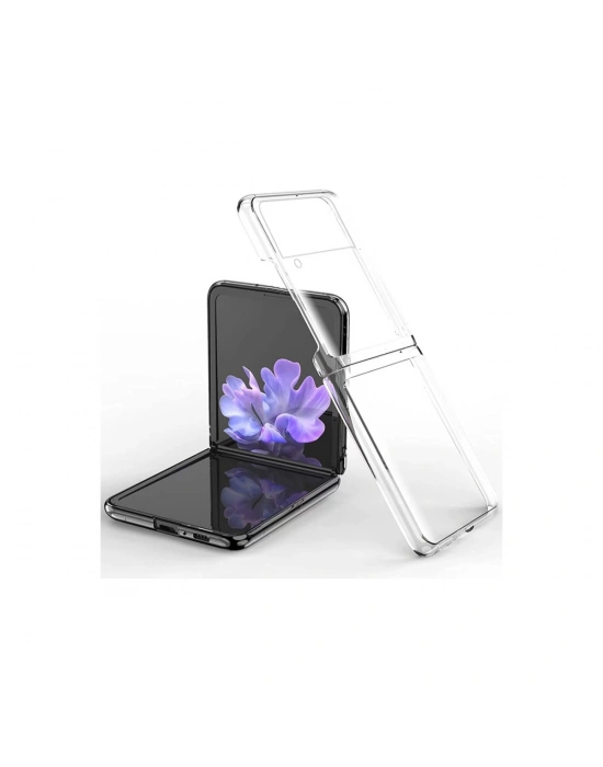 Newface Samsung Galaxy Z Flip 3 Kılıf Fold TPU Silikon - Şeffaf