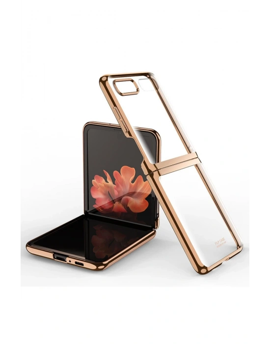 Newface Samsung Galaxy Z Flip 4 Kılıf Fold Element Kapak - Gold