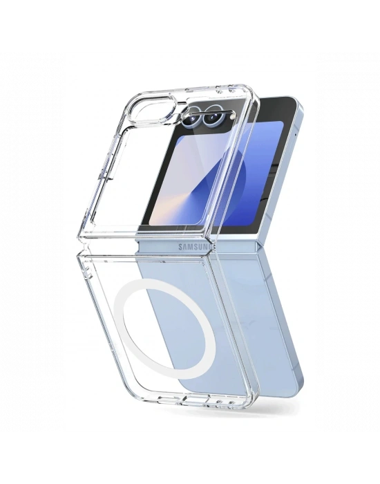 Newface Samsung Galaxy Z Flip 6 Kılıf Magneticsafe Şeffaf Silikon - Şeffaf