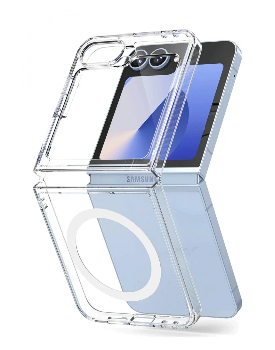 Newface Samsung Galaxy Z Flip 7 Kılıf Magneticsafe Şeffaf Silikon - Şeffaf