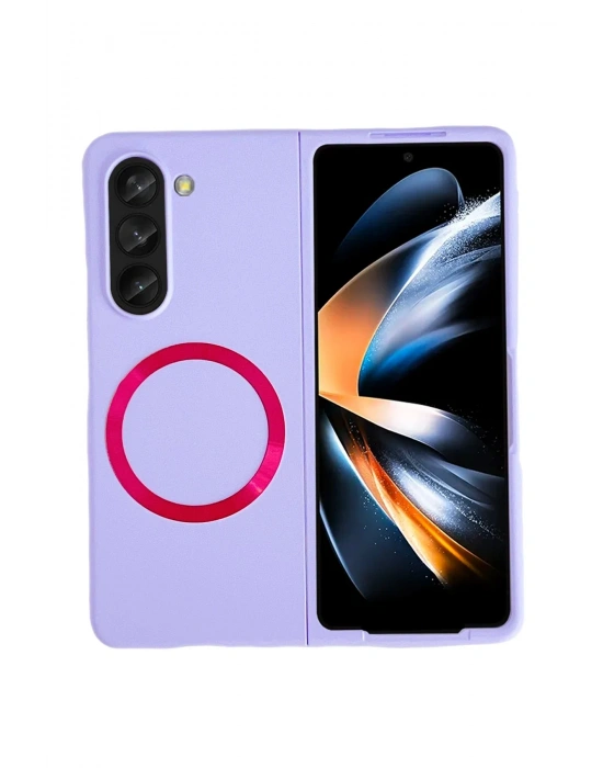 Newface Samsung Galaxy Z Fold 5 Kılıf Mata Fold Kapak - Lila