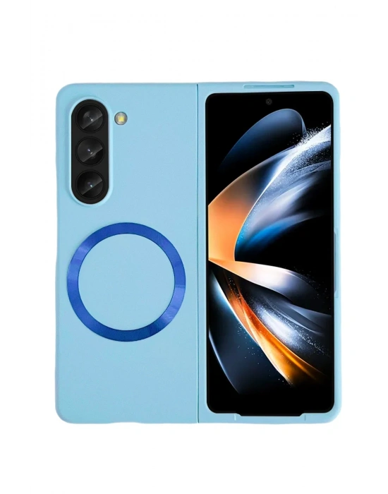 Newface Samsung Galaxy Z Fold 5 Kılıf Mata Fold Kapak - Sierra Blue
