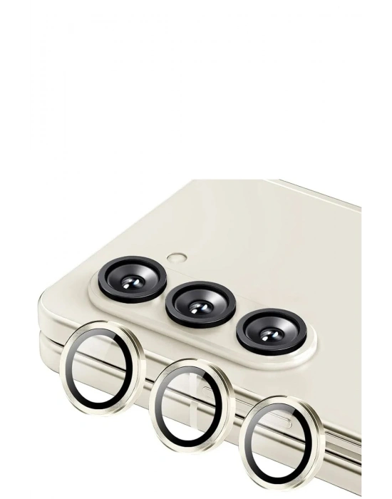 Newface Samsung Galaxy Z Fold 5 Valdez Metal Kamera Lens - Krem