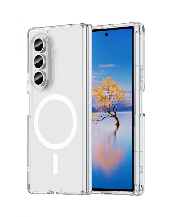Newface Samsung Galaxy Z Fold 7 Kılıf Magneticsafe Şeffaf Silikon - Şeffaf