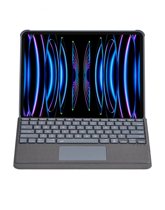 Newface T5509D iPad Pro 12.9 (2022) Kılıf Palermo Ledli Klavyeli Standlı Tablet Kılıfı - Siyah
