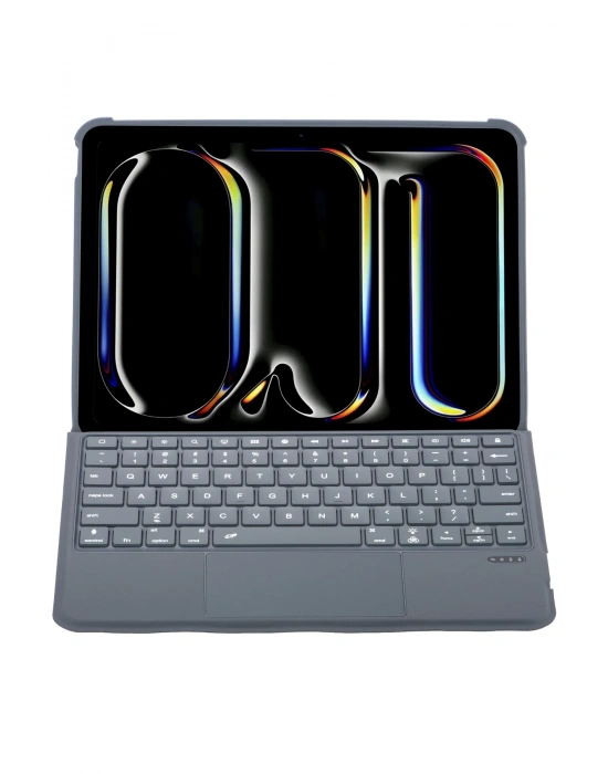 Newface T5510D iPad Pro 13 (2024) Kılıf Palermo Ledli Klavyeli Standlı Tablet Kılıfı - Siyah