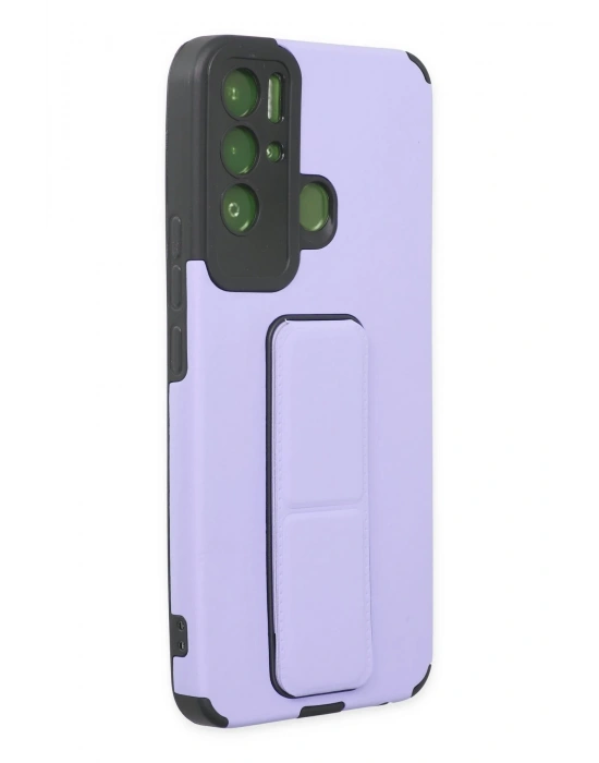 Newface Tecno Pova Neo Kılıf Mega Standlı Silikon - Lila