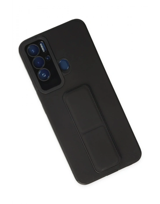 Newface Tecno Pova Neo Kılıf Mega Standlı Silikon - Siyah