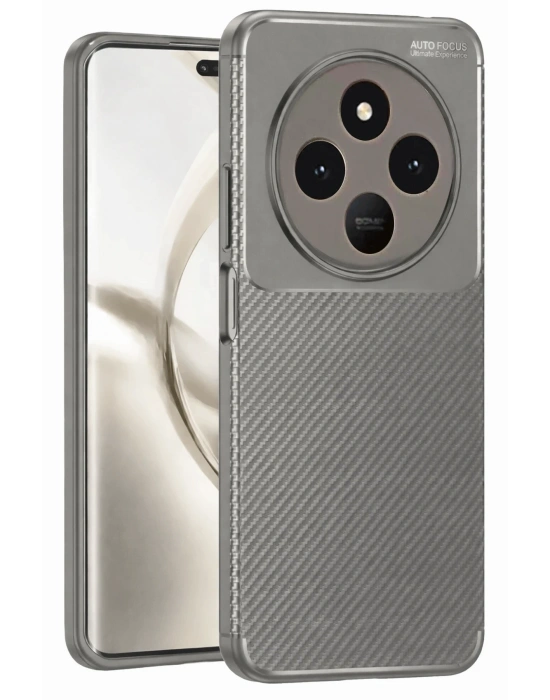 Newface Tecno Spark 30 Kılıf Auto Focus Karbon Kapak - Gri