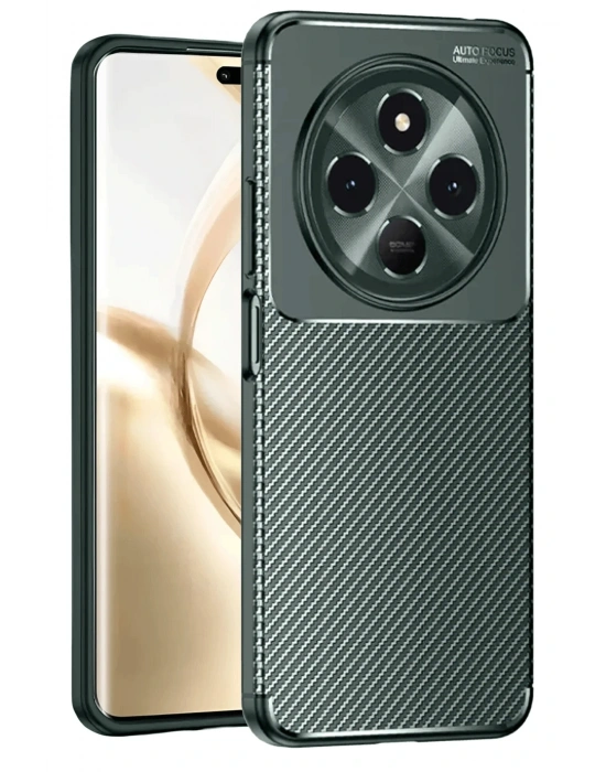 Newface Tecno Spark 30 Kılıf Auto Focus Karbon Kapak - Koyu Yeşil