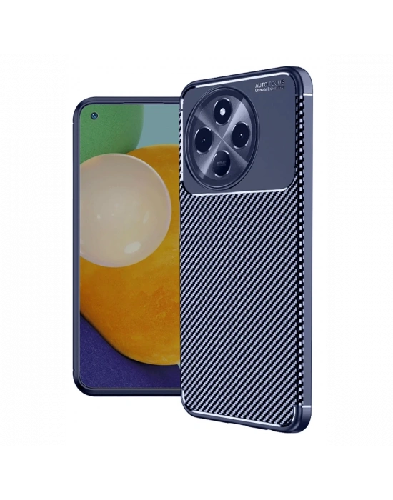 Newface Tecno Spark 30 Pro Kılıf Auto Focus Karbon Kapak - Lacivert