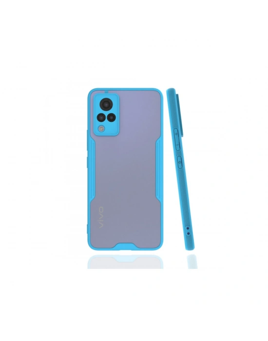 Newface Vivo V21 Kılıf Platin Silikon - Mavi