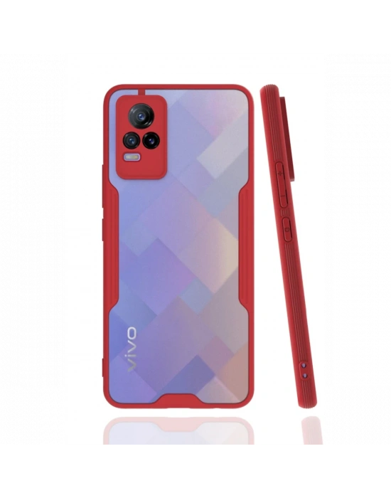 Newface Vivo V21e Kılıf Platin Silikon - Kırmızı