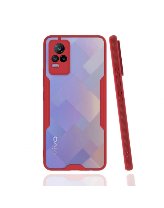 Newface Vivo V21e Kılıf Platin Silikon - Kırmızı