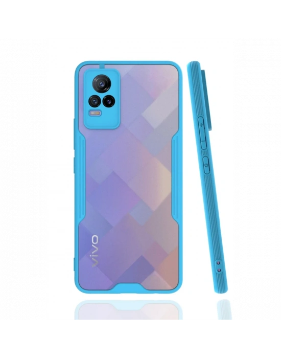 Newface Vivo V21e Kılıf Platin Silikon - Mavi