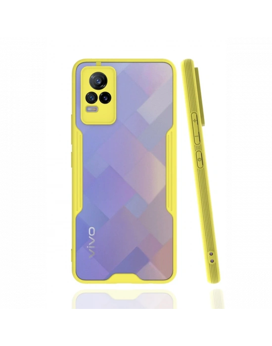 Newface Vivo V21e Kılıf Platin Silikon - Sarı