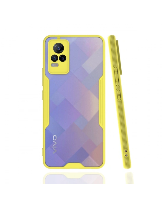 Newface Vivo V21e Kılıf Platin Silikon - Sarı