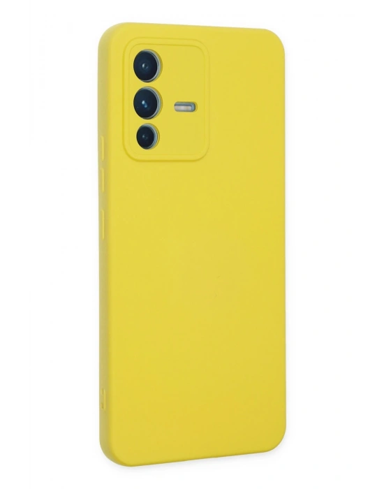 Newface Vivo V23 5G Kılıf Nano içi Kadife Silikon - Sarı