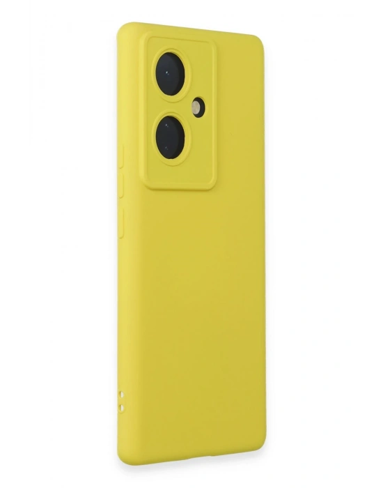 Newface Vivo V29 Lite Kılıf Nano içi Kadife Silikon - Sarı