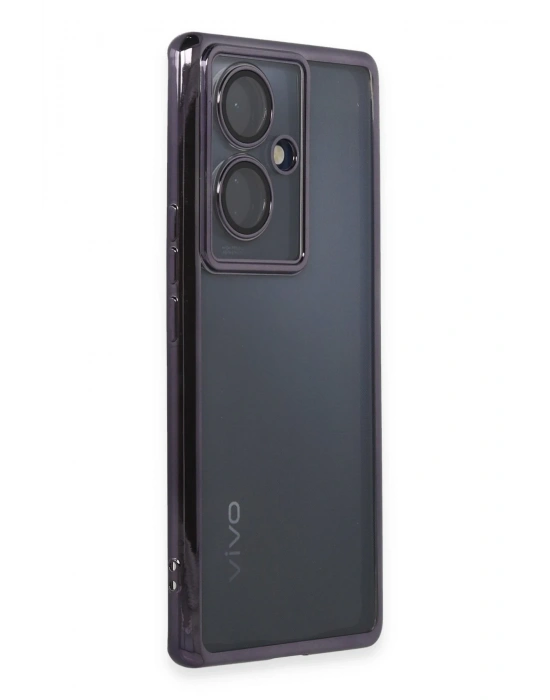 Newface Vivo V29 Lite Kılıf Razer Lensli Silikon - Mor