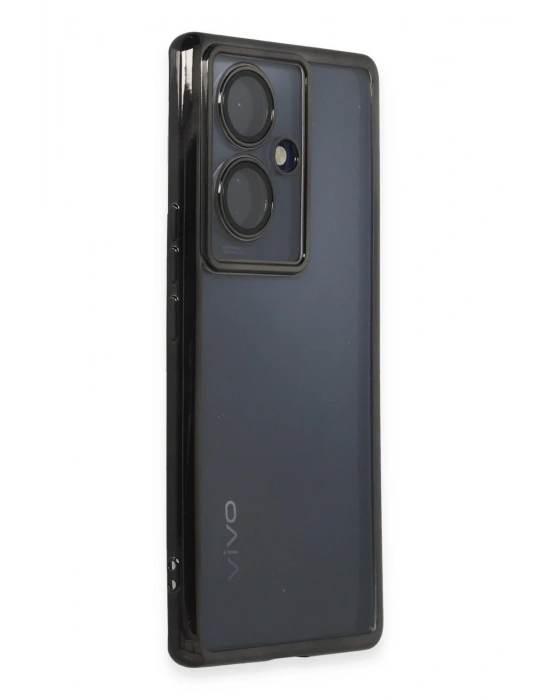 Newface Vivo V29 Lite Kılıf Razer Lensli Silikon - Siyah