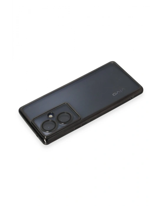 Newface Vivo V29 Lite Kılıf Razer Lensli Silikon - Siyah