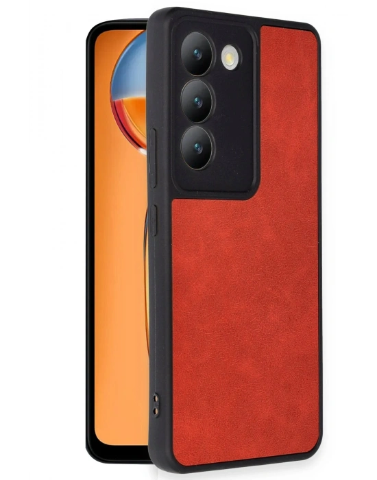 Newface Vivo V30 Lite 4G Kılıf Aras Deri Kapak - Kırmızı