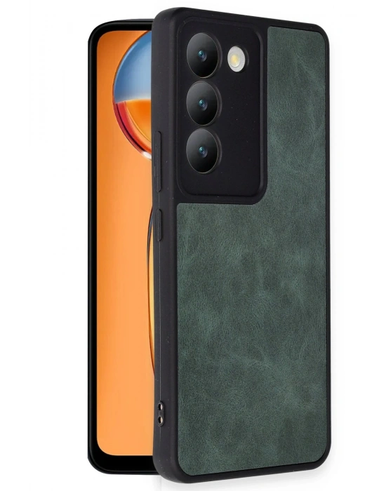 Newface Vivo V30 Lite 4G Kılıf Aras Deri Kapak - Koyu Yeşil