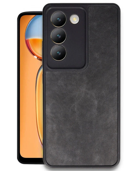 Newface Vivo V30 Lite 4G Kılıf Aras Deri Kapak - Siyah