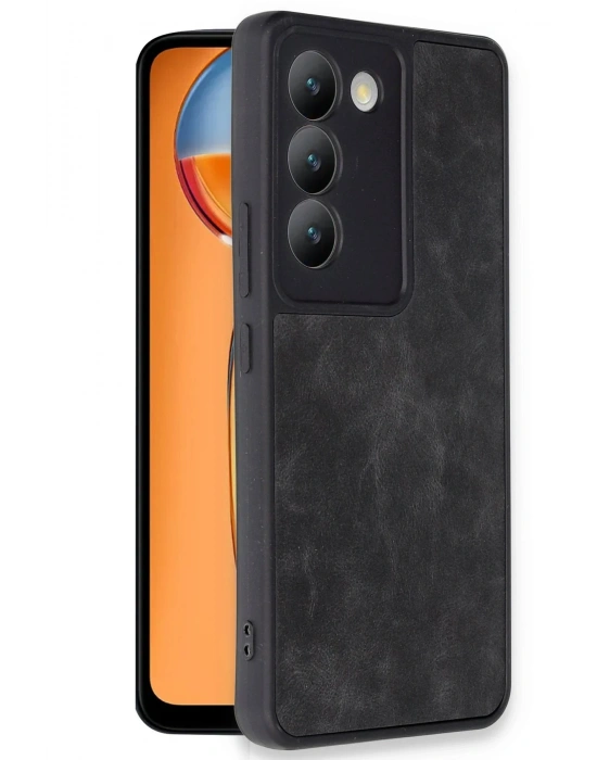 Newface Vivo V30 Lite 4G Kılıf Aras Deri Kapak - Siyah