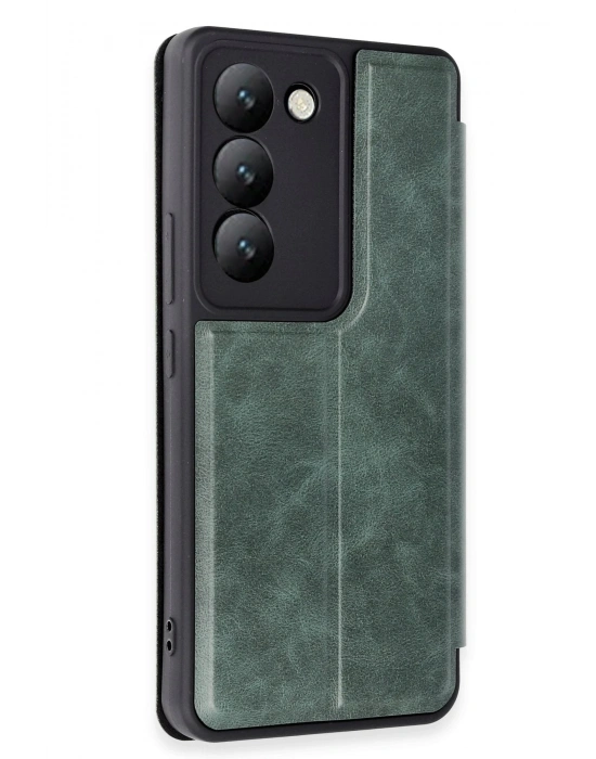 Newface Vivo V30 Lite 4G Kılıf Flip Cover - Koyu Yeşil