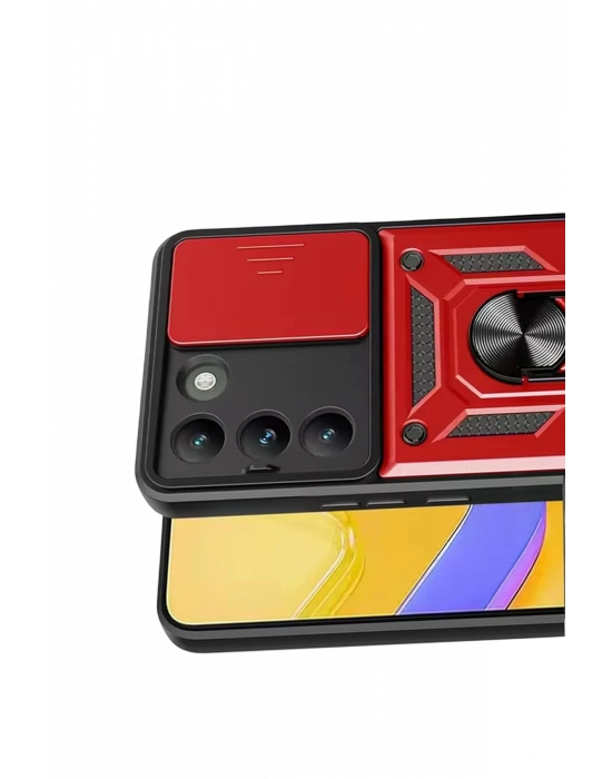 Newface Vivo V30 Lite 4G Pars Lens Yüzüklü Silikon - Kırmızı