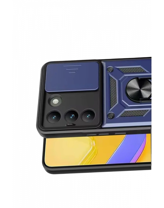 Newface Vivo V30 Lite 4G Pars Lens Yüzüklü Silikon - Lacivert