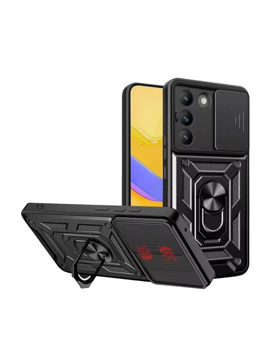 Newface Vivo V30 Lite 4G Pars Lens Yüzüklü Silikon - Siyah