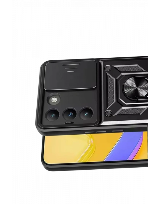 Newface Vivo V30 Lite 4G Pars Lens Yüzüklü Silikon - Siyah