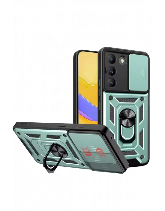 Newface Vivo V30 Lite 4G Pars Lens Yüzüklü Silikon - Yeşil