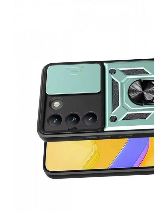 Newface Vivo V30 Lite 4G Pars Lens Yüzüklü Silikon - Yeşil