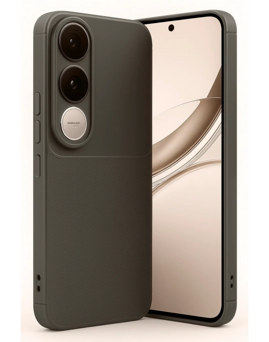 Newface Vivo V50 Lite 4G Auto Focus Karbon Kapak - Kahverengi