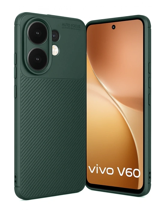 Newface Vivo V60 5G Auto Focus Karbon Kapak - Koyu Yeşil