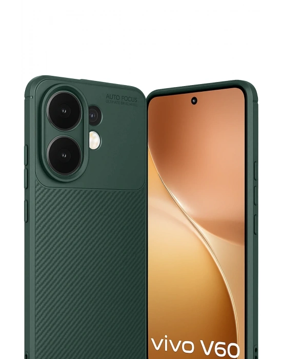 Newface Vivo V60 5G Auto Focus Karbon Kapak - Koyu Yeşil