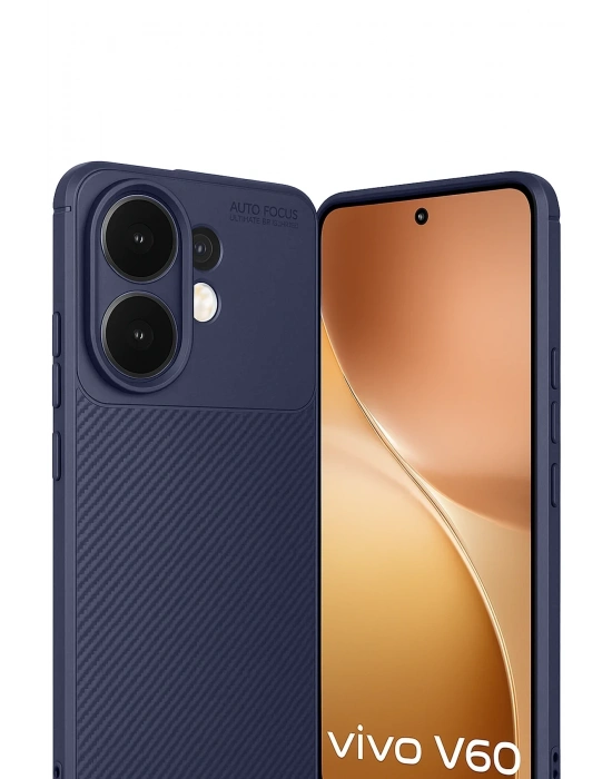 Newface Vivo V60 5G Auto Focus Karbon Kapak - Lacivert