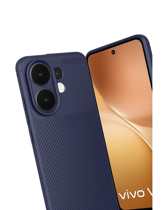 Newface Vivo V60 5G Auto Focus Karbon Kapak - Lacivert