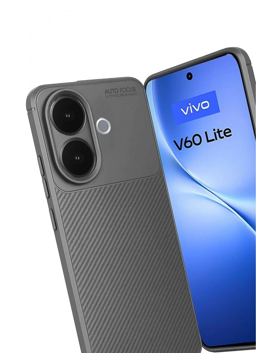 Newface Vivo V60 Lite Auto Focus Karbon Kapak - Gri