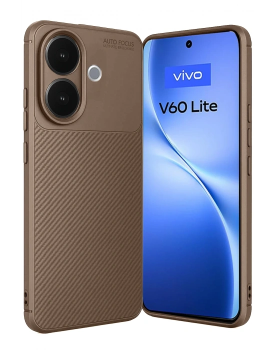 Newface Vivo V60 Lite Auto Focus Karbon Kapak - Kahverengi