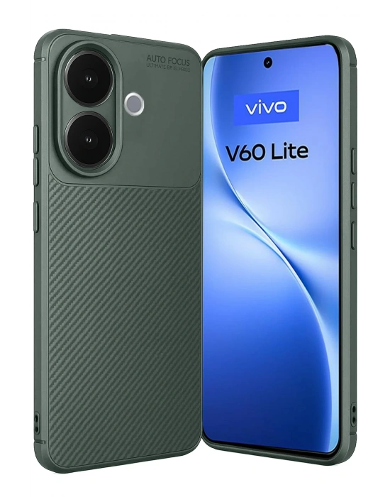 Newface Vivo V60 Lite Auto Focus Karbon Kapak - Koyu Yeşil