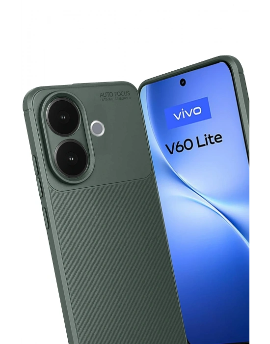 Newface Vivo V60 Lite Auto Focus Karbon Kapak - Koyu Yeşil