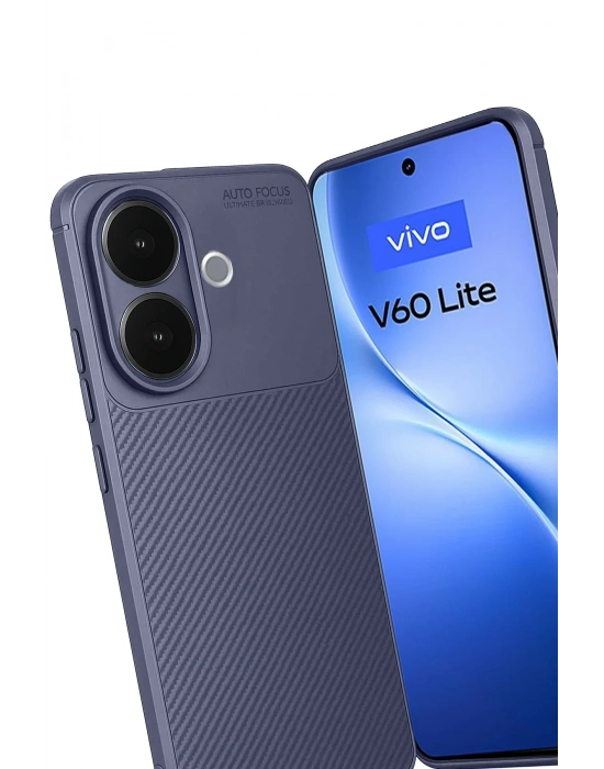 Newface Vivo V60 Lite Auto Focus Karbon Kapak - Lacivert
