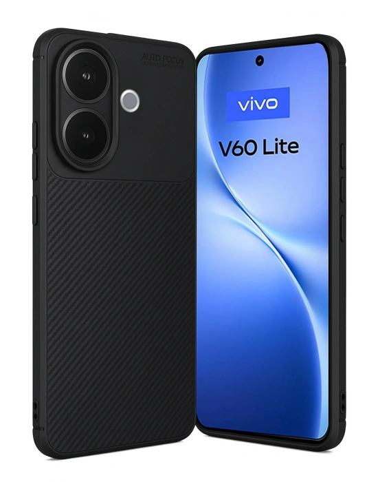 Newface Vivo V60 Lite Auto Focus Karbon Kapak - Siyah